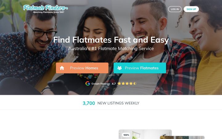 Screenshot of flatmatefinders.com.au