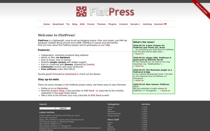 Skjámynd af flatpress.org