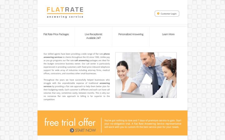 Screenshot of flatrateansweringservice.com