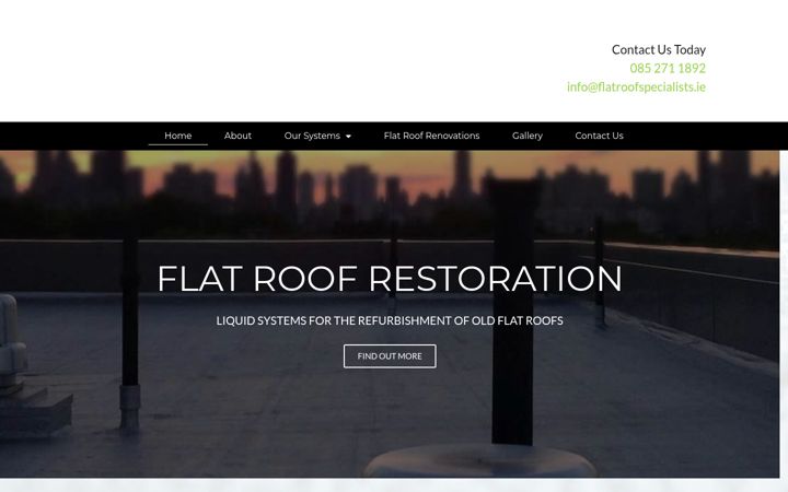 Ekraanipilt saidist flatroofspecialists.ie