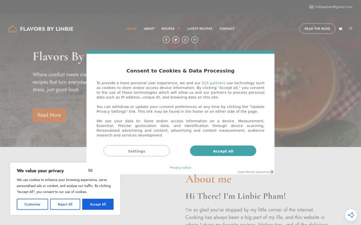 Screenshot of flavorsbylinbie.com