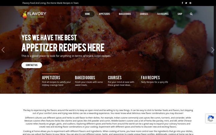 Screenshot of flavoryfoodandliving.com