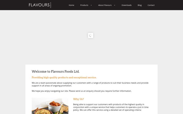 Screenshot of flavoursfoods.co.uk