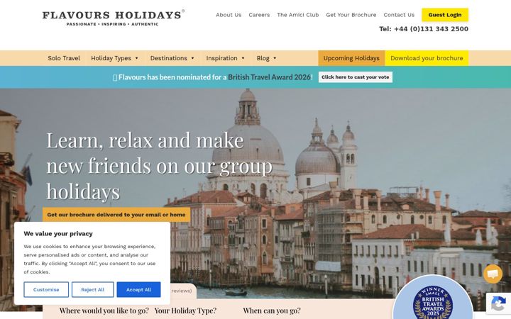 Екранна снимка на flavoursholidays.co.uk