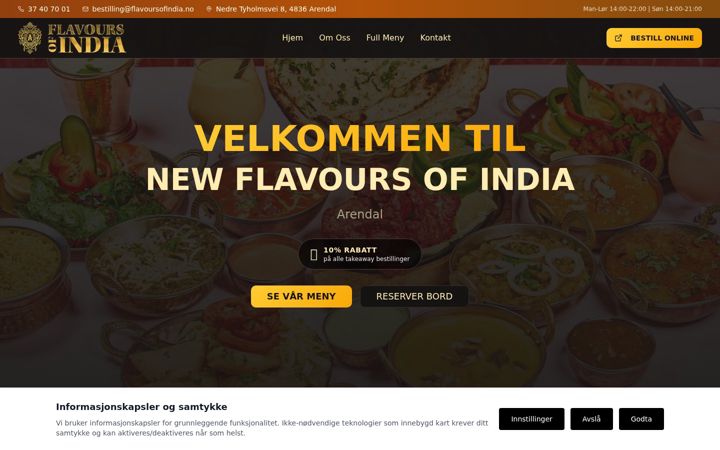 Screenshot of flavoursofindia.no