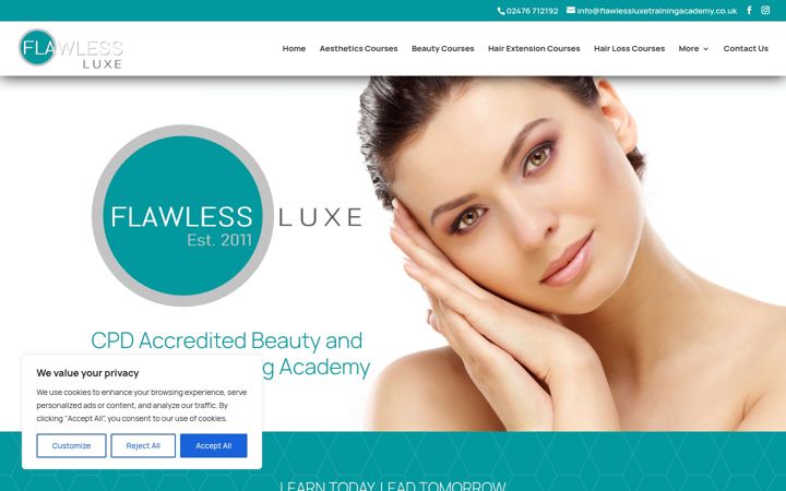 Screenshot ta' flawlessluxetrainingacademy.co.uk