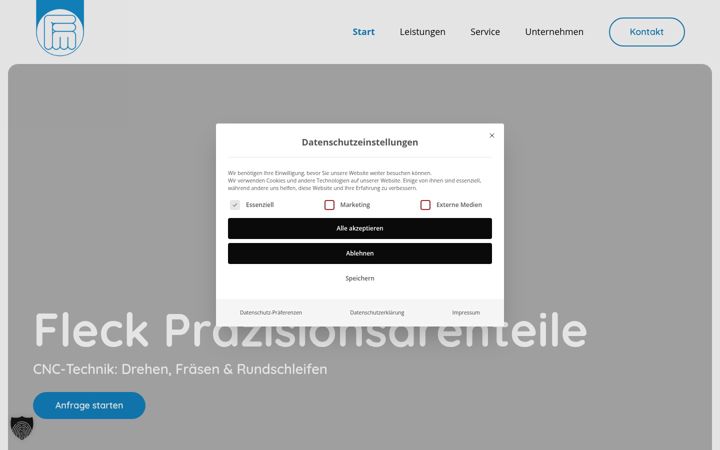 Screenshot of fleck-cnc.de