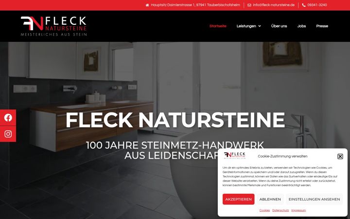 Screenshot ta' fleck-natursteine.de