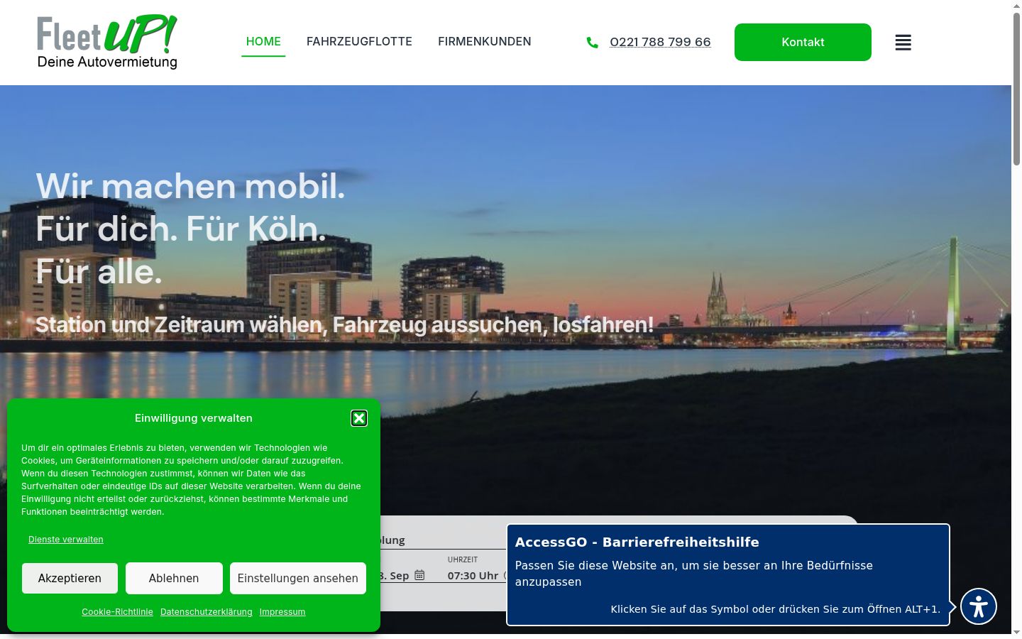 Screenshot van de toestemmingsbanner zoals getoond vóór enige interactie