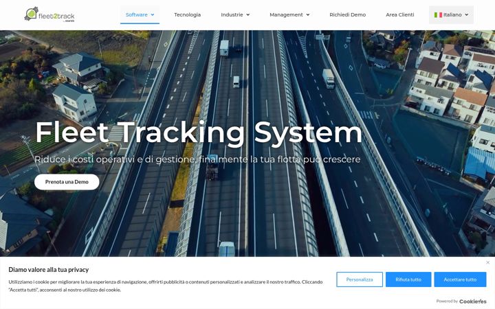 Kuvakaappaus sivustosta fleet2track.it