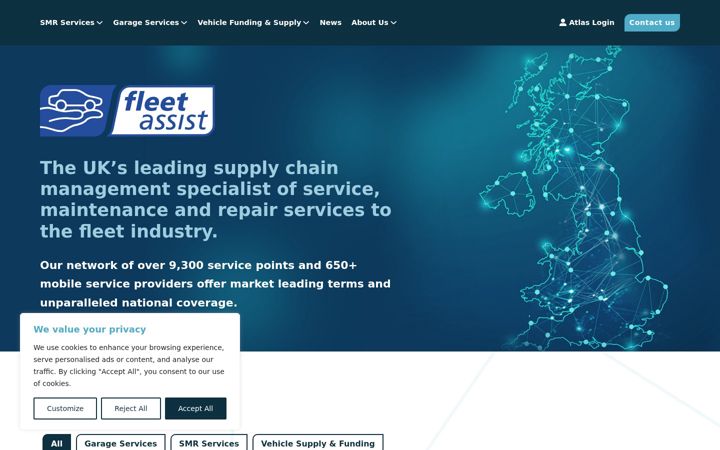 Screenshot ta' fleetassist.co.uk