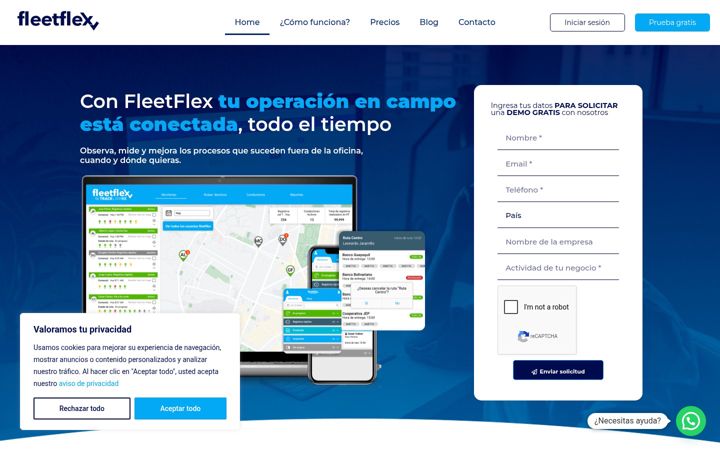 Kuvakaappaus sivustosta fleetflex.io