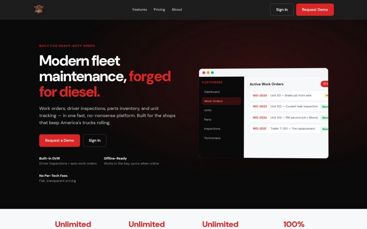 Screenshot of fleetforger.com