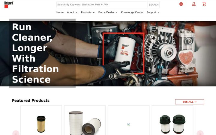 Screenshot of fleetguard.com