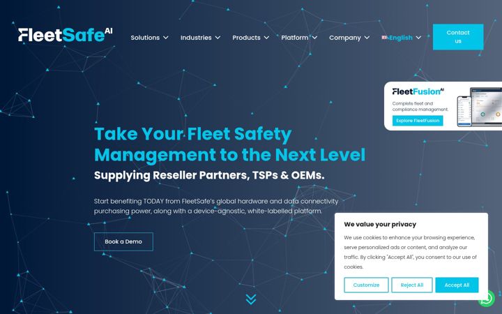 Snímek obrazovky fleetsafe.ai