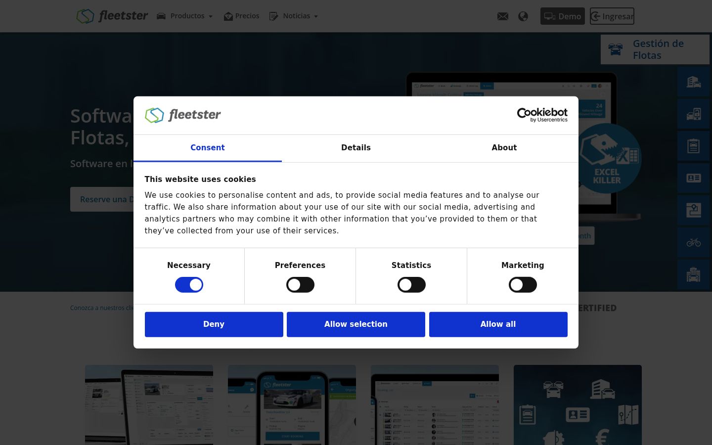 Screenshot of the consent banner shown before any interaction