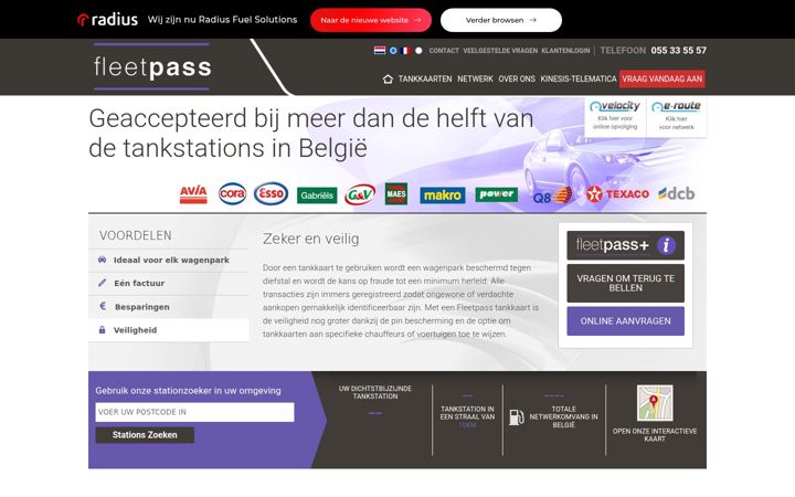 Zrzut ekranu fleettankkaarten.be