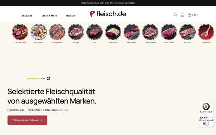 Snímek obrazovky fleisch24.de