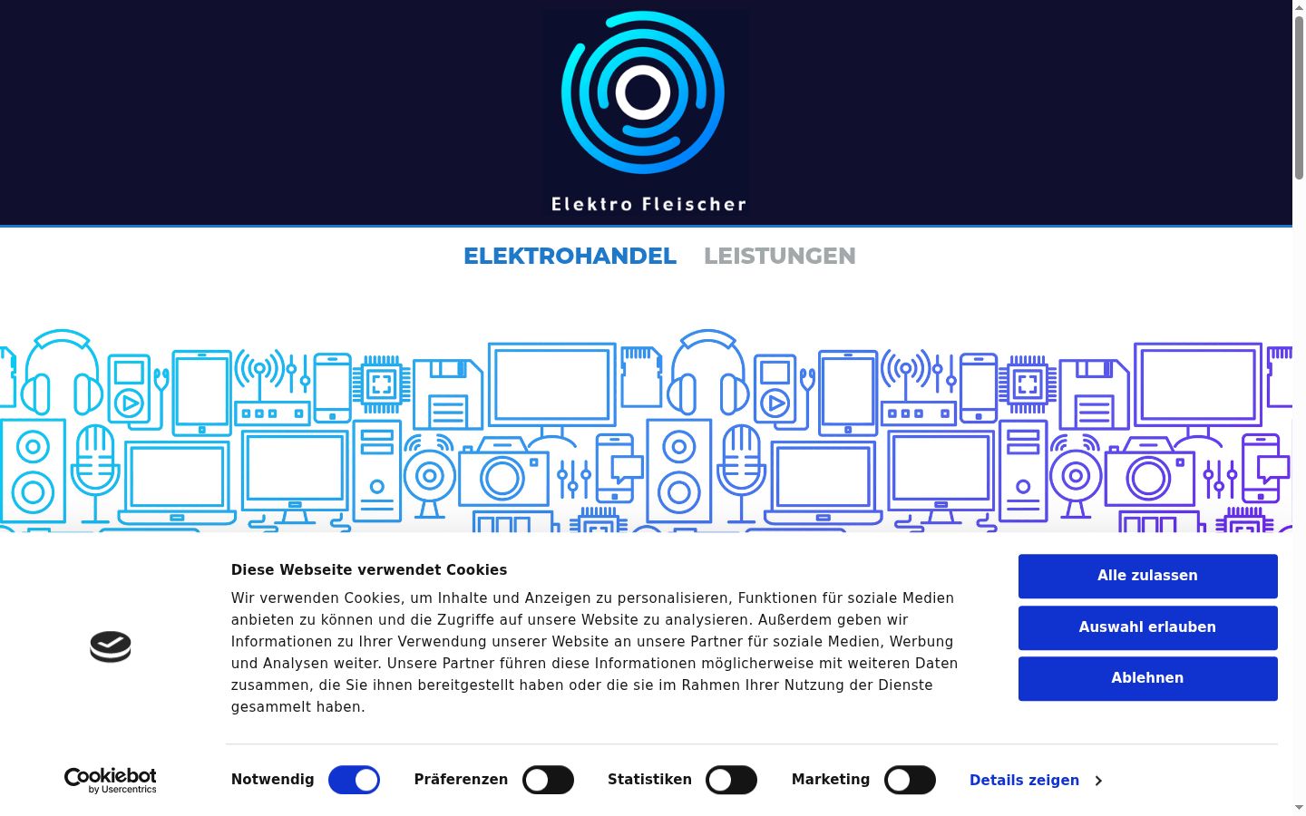 Screenshot del banner di consenso mostrato prima di qualsiasi interazione