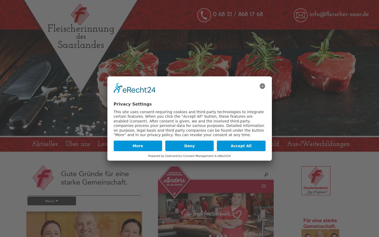 Screenshot des Einwilligungsbanners vor jeglicher Interaktion
