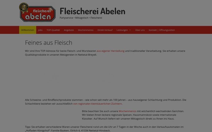 Snímek obrazovky fleischerei-abelen.de