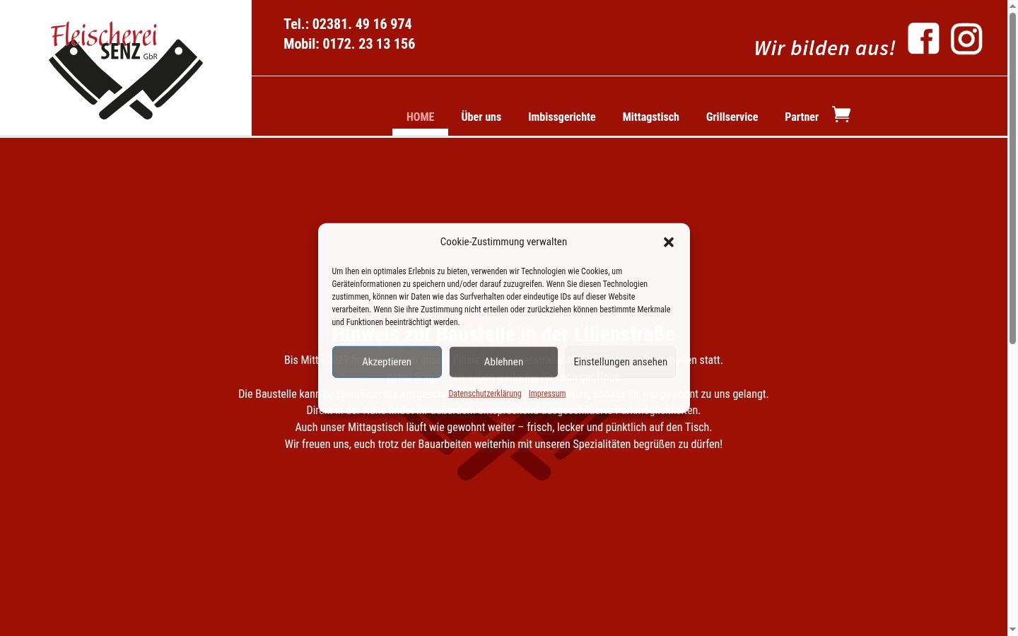 Screenshot of the consent banner shown before any interaction