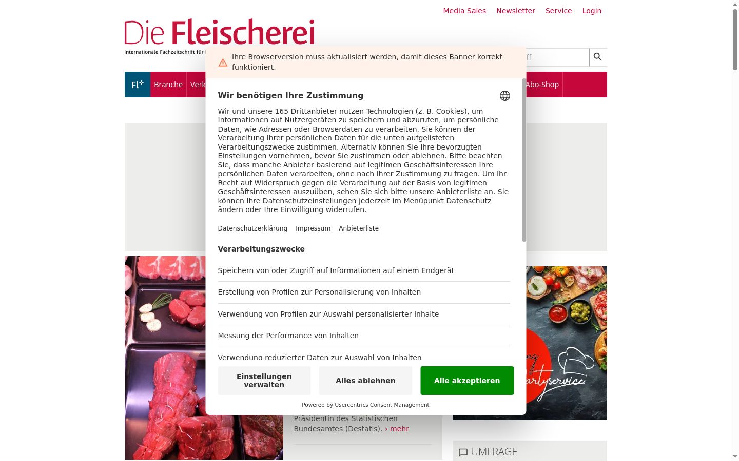 Screenshot van de toestemmingsbanner zoals getoond vóór enige interactie