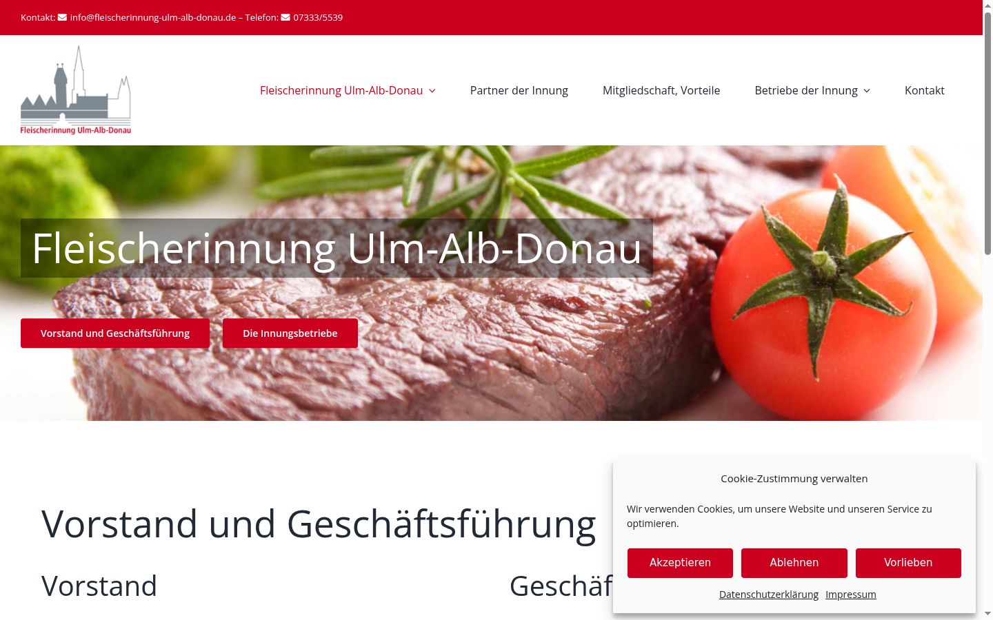 Screenshot des Einwilligungsbanners vor jeglicher Interaktion