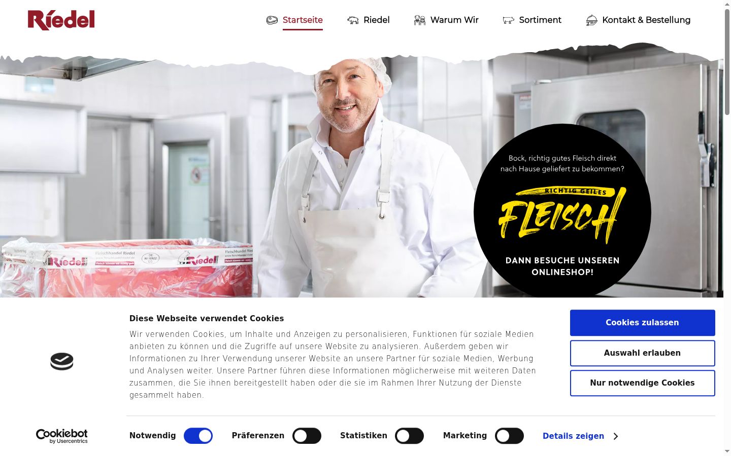 Screenshot del banner di consenso mostrato prima di qualsiasi interazione