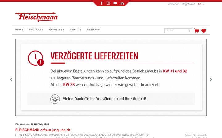 Screenshot of fleischmann.de