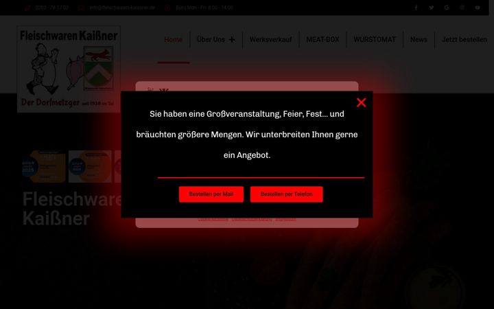 Screenshot of fleischwaren-kaissner.de