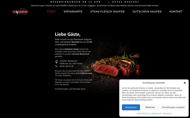 Screenshot of fleischwerk-steakhouse.de