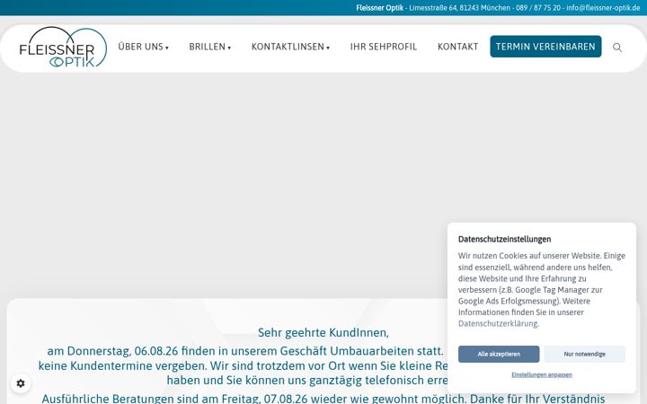 Captură de ecran a fleissner-optik.de