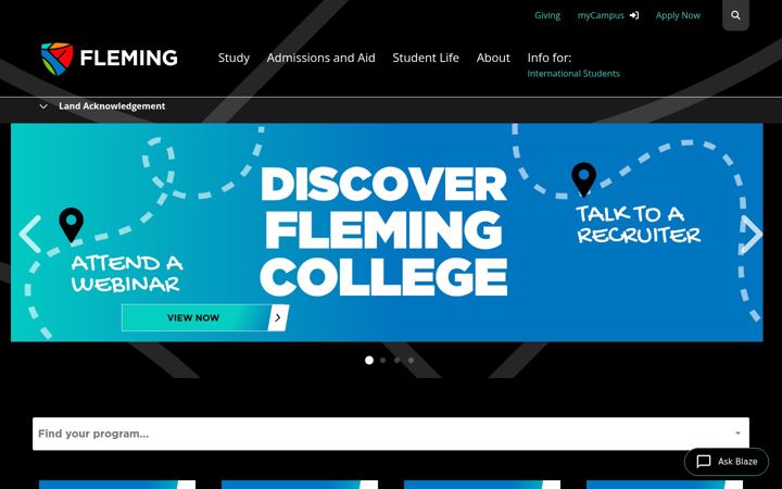 Screenshot di flemingcollegetoronto.ca