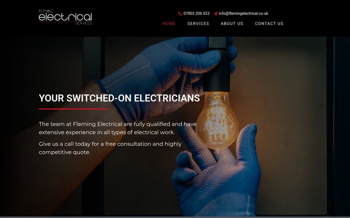 Screenshot of flemingelectrical.co.uk