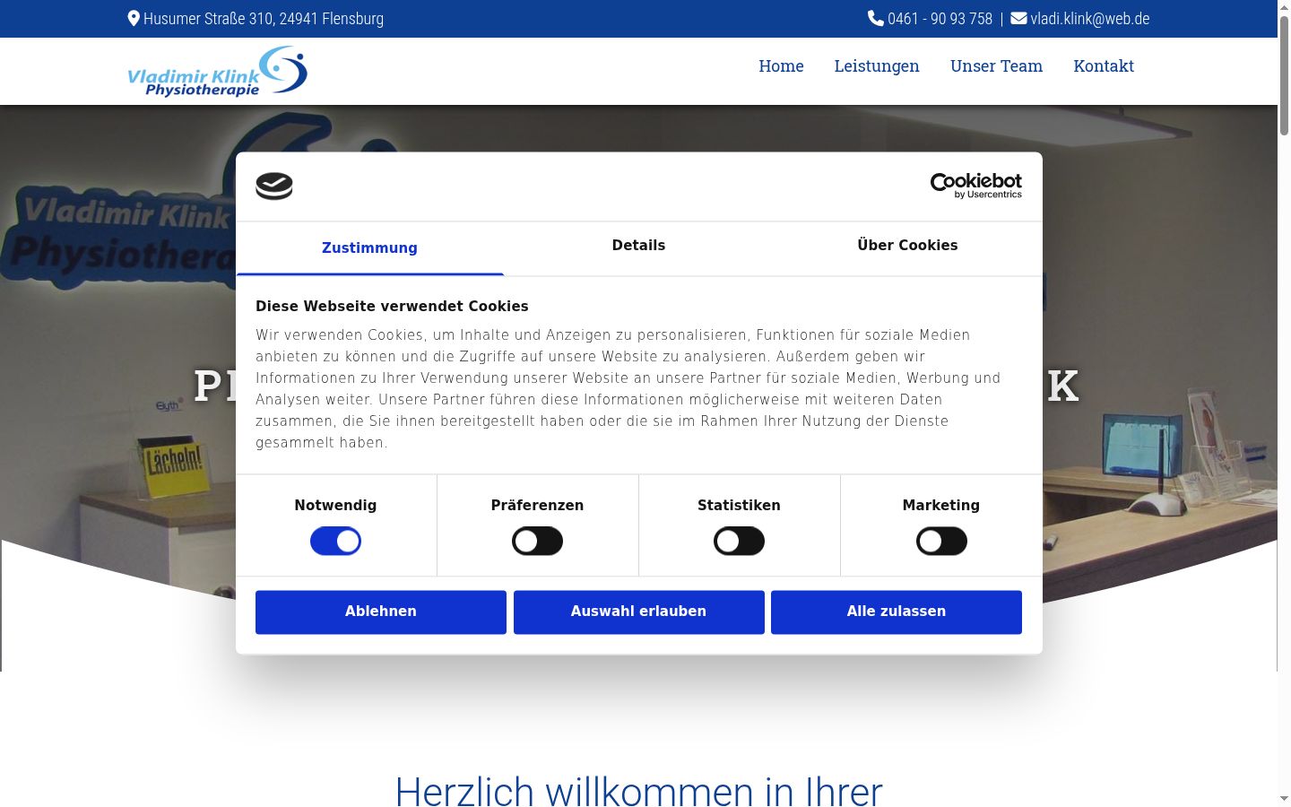 Screenshot del banner di consenso mostrato prima di qualsiasi interazione