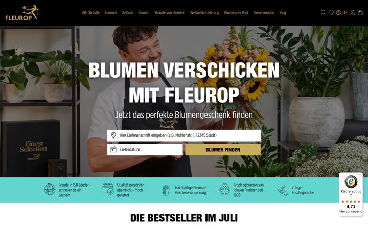 Screenshot of fleurop.de