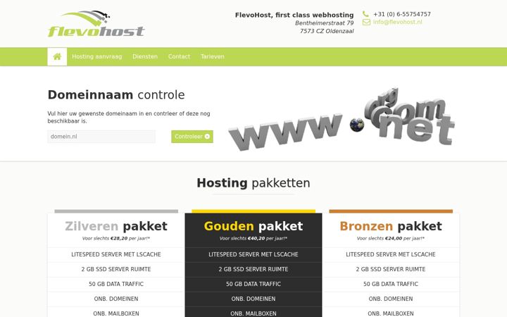 Screenshot of flevohost.nl