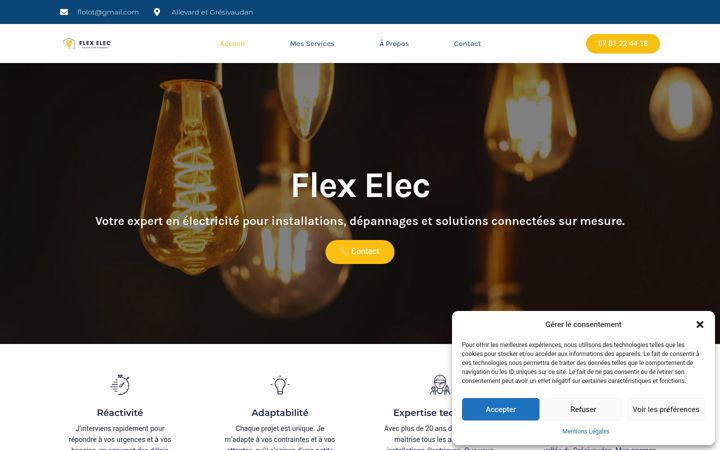 Screenshot of flex-elec-electricien.fr