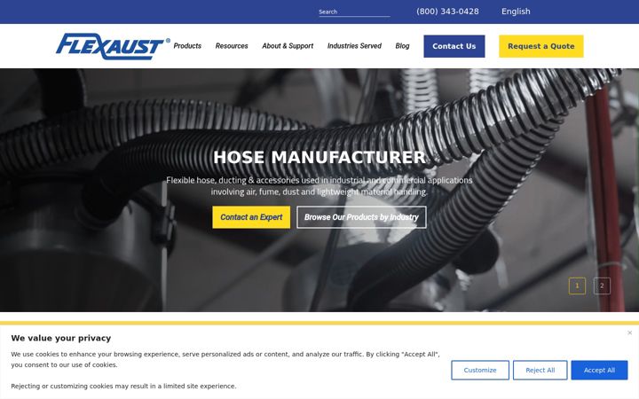 Screenshot of flexaust.com