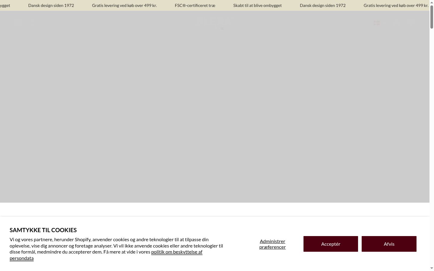 Captura de ecrã do banner de consentimento apresentado antes de qualquer interação