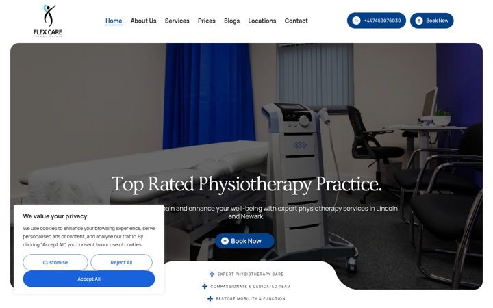 Screenshot of flexcareinjuryclinic.co.uk