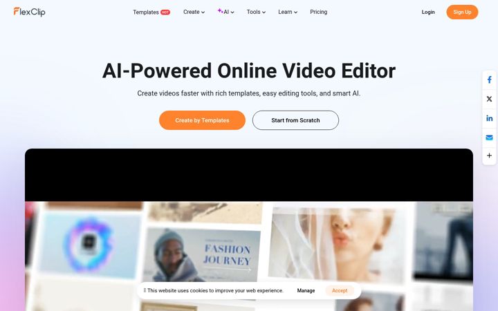 Snímek obrazovky flexclip.com