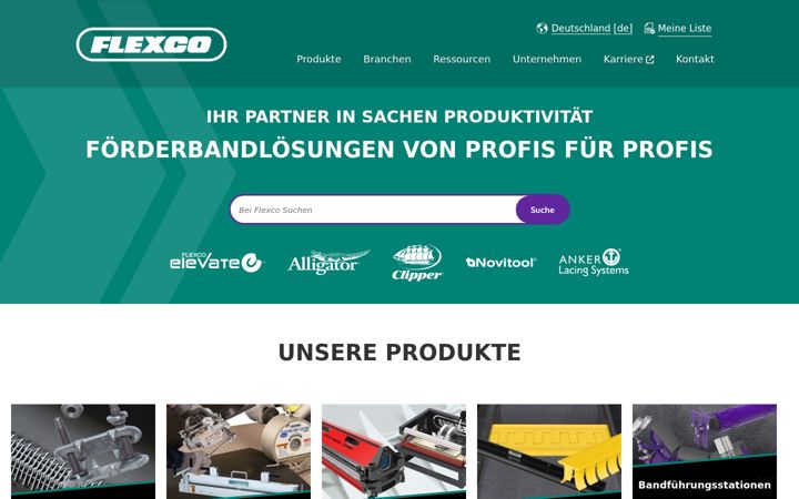 Screenshot of flexco.de