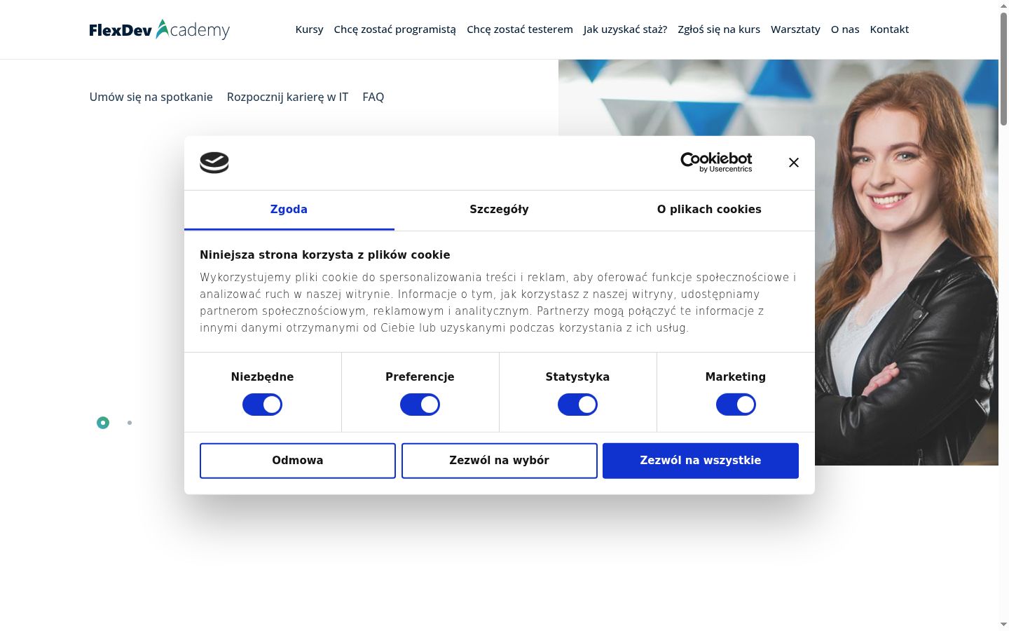 Screenshot del banner di consenso mostrato prima di qualsiasi interazione