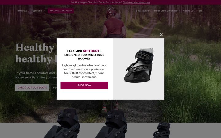 Screenshot of flexhoofboots.com