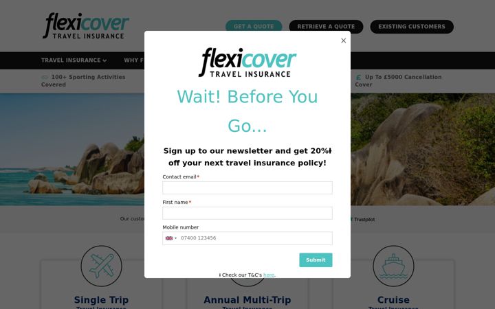 Screenshot of flexicover.co.uk