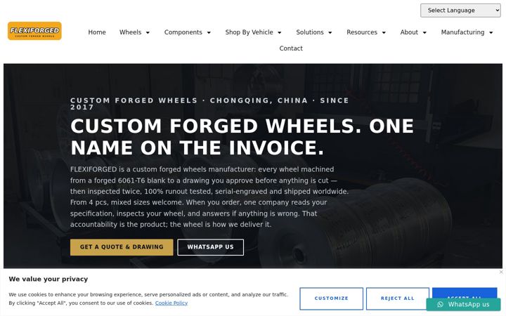 Screenshot of flexiforgewheel.com