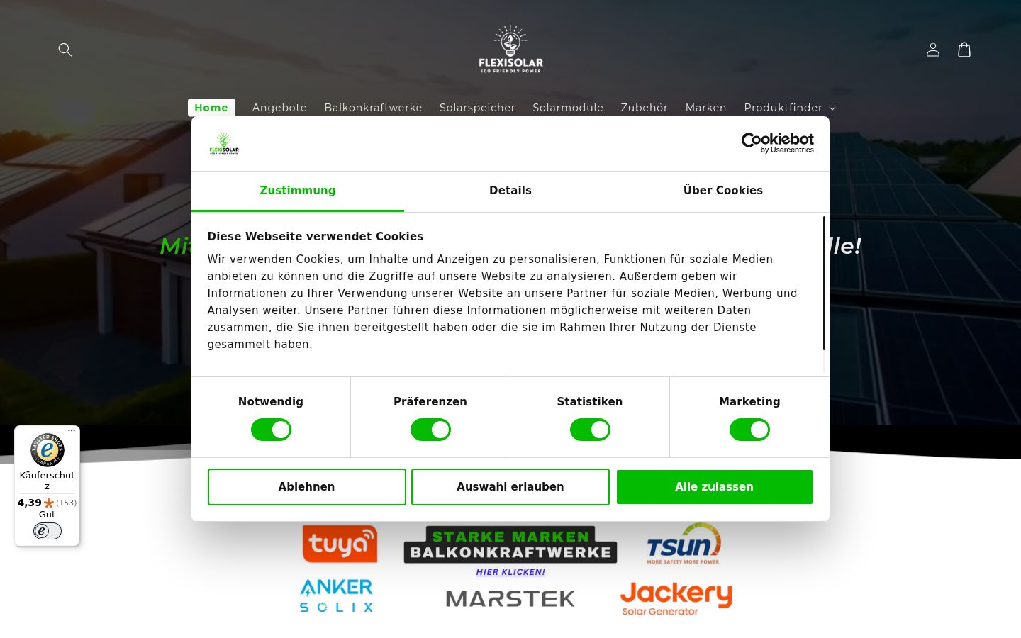 Screenshot of the consent banner shown before any interaction