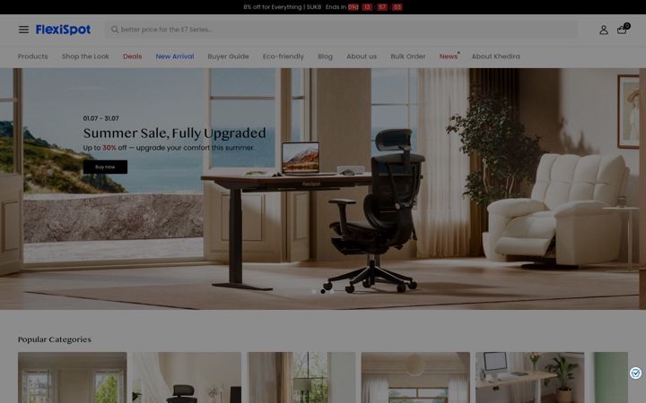 Screenshot of flexispot.co.uk